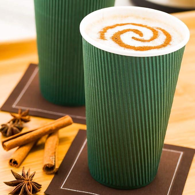 Restaurantware 12 Ounce Double Wall Disposable Coffee Cups, 500 Insulated Forest Green Paper Tumblers with Rolled Rim Design, Lids Sold Separately for Hot Drinks like Tea, Hot Chocolate and More