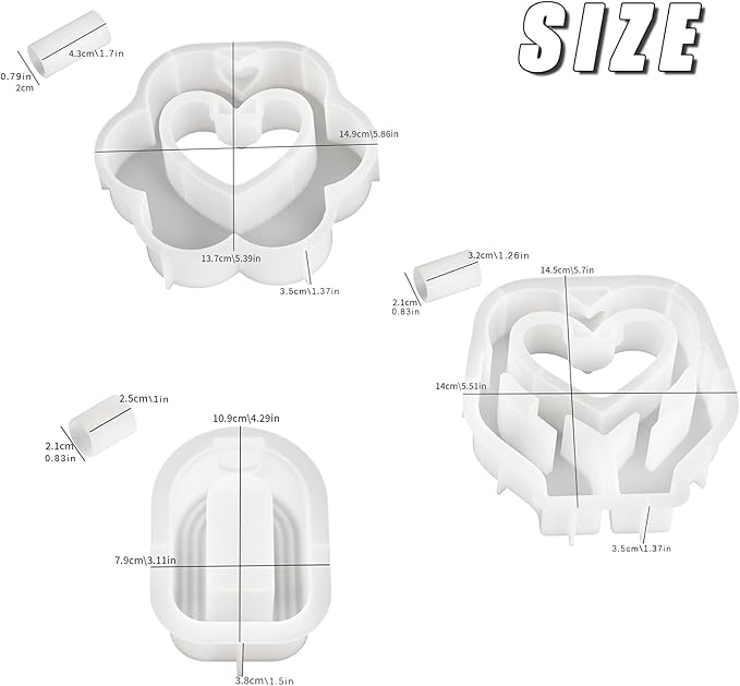 Heart Resin Vase Mold with Test Tube Culture Water Plant Silicone Molds for Crafts Epoxy Resin Casting Mold for DIY Flower Holder Home Office Decor Wedding (Style 2)