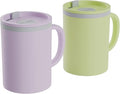 Copco Insulated Coffee Mug with Lid and Handle, 16oz Tumbler, Double Wall To-Go Cup, for Travel, Office, School, Camping, BPA-Free Reusable Plastic, Iconic Set of 2, Purple/Yellow