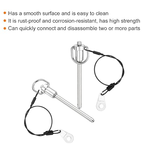 uxcell 1 Pcs Quick Release Pin, 6x64mm/1/4" x 2.52"(Dia. x L) Push-Button Ball Locking Pin 304 Stainless Steel Ring Handle Locking Pin with Wire for Audio Bimini Top Marine, Silver