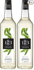 1883 Peppermint Syrup for Drinks, Made in France, 1 Liter Plastic Bottle (Pack of 2)