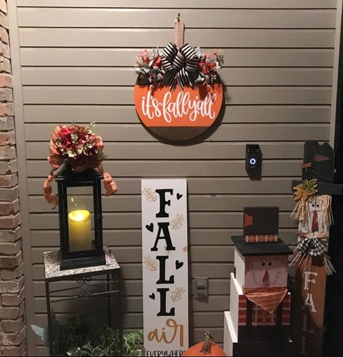 SUNVERSE Fall Stencils for Painting 12” Round Fall Stencil Hello Pumpkin Stencils Autumn Templates Thanksgiving Stencils for Wood Door Sign Porch Hanger Fall Wreath