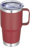 20 oz Stainless Steel Tumbler with Handle Metal Insulated Coffee Travel Mug with Handle Double Wall Tumbler Cup with Lid and Straw, Wine Red 1 Pack