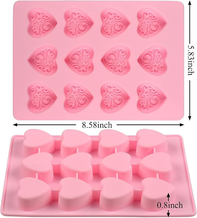 Silicone Heart-Shaped Chocolate Molds - Set of 1 Non-Stick Candy Heart Molds Silicone, for Baking, Candy, Gummy, Food Grade - Pink