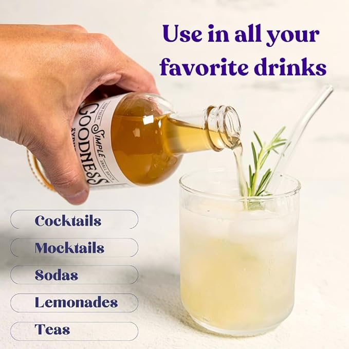Simple Goodness Sisters Lavender Simple Syrup, USA-Grown Lavender & Organic Pure Cane Sugar, Simple Syrup for Cocktails, Lemonades and more (20 servings)