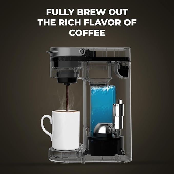 CHULUX Slim Single Serve Coffee Maker for K Cup, Mini Travel One Cup Coffee Machine for Home, Desk, Kitchen and Bedroom, Fits Travel Mug, Black