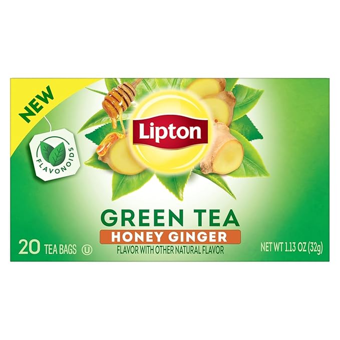 Lipton Honey Ginger Green Tea, Lemon Green Tea, & Peach Green Tea 20 CT (2ea) (Variety Pack)