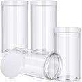 Patelai 4 Pieces Round Wide-mouth Leak Proof Plastic Container Jars with Lids for Travel Storage Makeup Beauty Products Face Creams Oils Salves Ointments DIY Making(32 Ounce,Clear)
