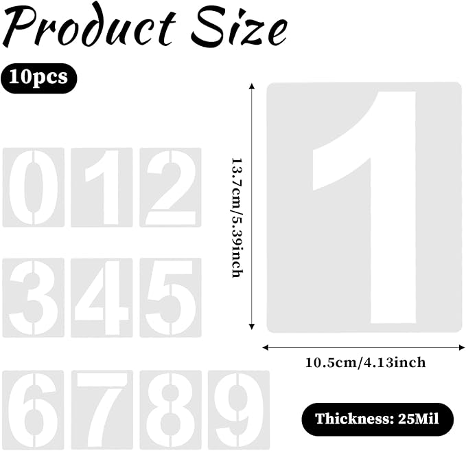 5 Inch Number Stencils 0-9 Address Number Stencil Reusable Number Stencils Set Digital Stencils Templates for Cake Stencil Address Number Painting Stencils Templates