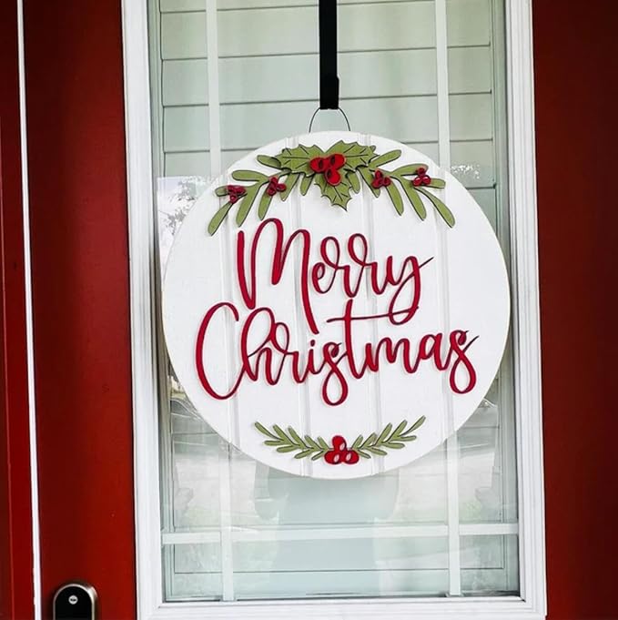 Large Christmas Stencils 12” Christmas Stencil for Painting on Wood Holiday Stencils for Crafts Reusable Merry Christmas Drawing Templates for Door Hanger Porch Wreath Doormat Decor