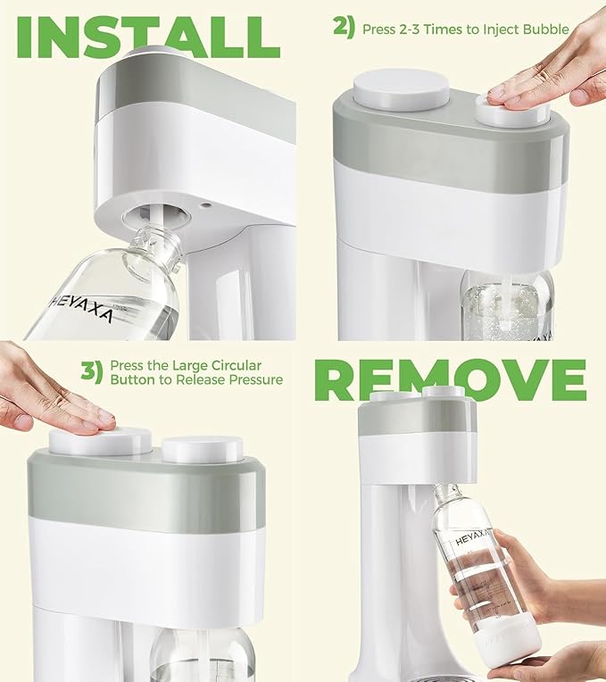Sparkling Water Maker, Soda Maker Machine for Quickly Creating Refreshing Soda, Includes 2x BPA-Free 1L Carbonation Bottle, Compatible with 60L CO2 Carbonator (Pearl White)