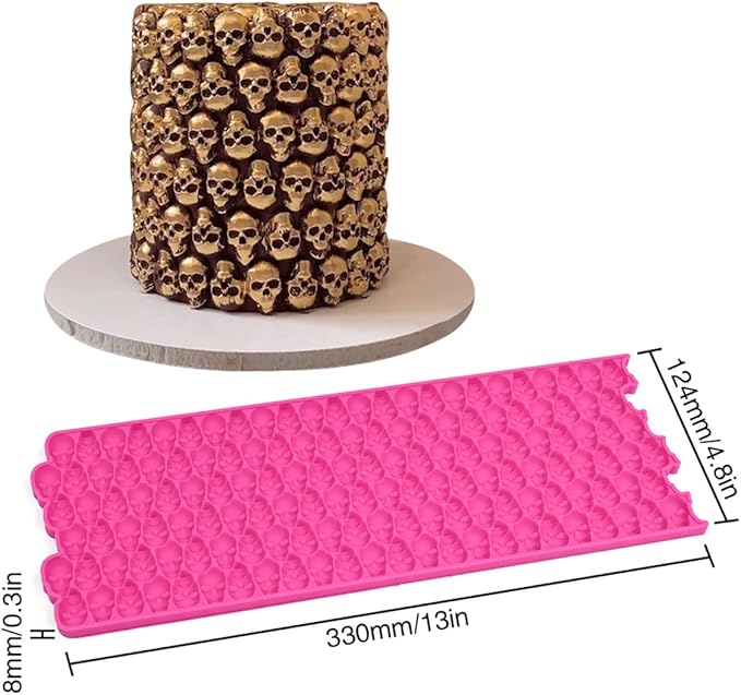 mostsom Silicone Mold 3D Hollow Out Lace Molds 3D Skull Cake Lace Mat Halloween Silicone Mould Fondant Mold Chocolate Stencil Cake Decorating Border Bakeware (K_ Skull Shape)