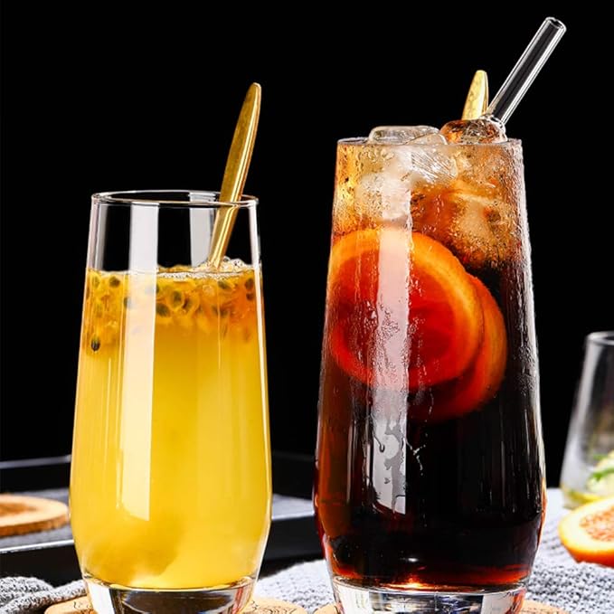 50 Pieces Reusable Straws, BPA-Free, 9" Transparent Hard Plastic Stripe Drinking Straw for Mason Jar Tumbler, Family or Party Use With Cleaning Brush