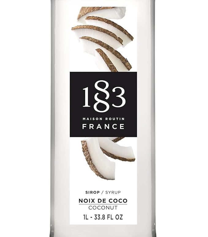1883 Coconut Syrup for Drinks, Made in France, 1 Liter Plastic Bottle