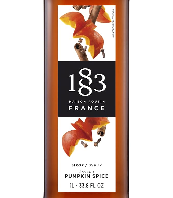 1883 Pumpkin Spice Syrup for Drinks – Authentic French Flavor, Perfect for Coffee, Lattes & Cocktails – 1 Liter Plastic Bottle – Made in France