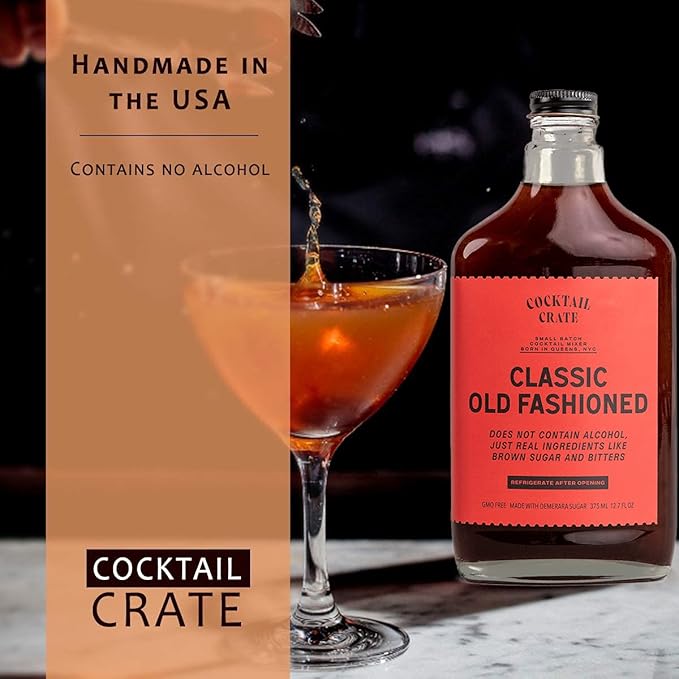 Cocktail Crate Old Fashioned Drink Mixer | Makes 51 Cocktails | Award-Winning Craft Mixer for Classic Old Fashioned - Premium Syrup Handcrafted with Aromatic Bitters & Demerara Sugar | 12.7oz - 3 pack