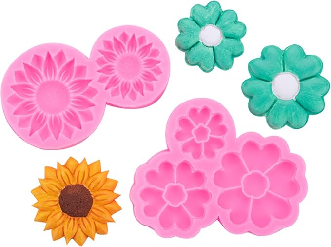 9 Pcs Flowers Fondant Molds,Flower Silicone Mold for Cupcake Dessert Chocolate Jelly Cookie Decor, Jewelry, Pastry, Chocolate,Handmade Soap Mould Candy Making(Pink)