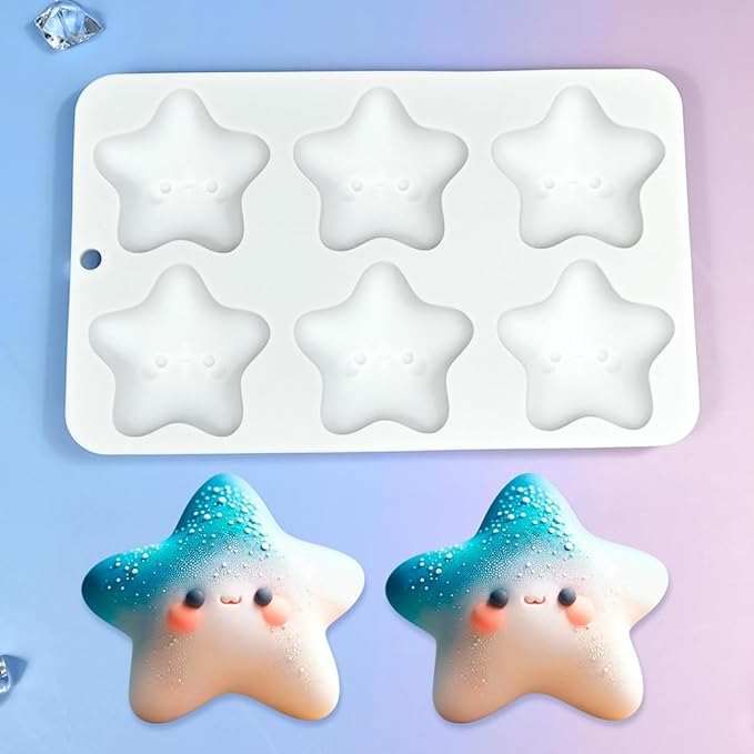 mostsom Cute Star Cartoon Shaped Dessert Mousse Molds 3d Silicone Cake Mold Muffin Pan Baking Tools For Cakes Decorating Supplies (M_ Star)