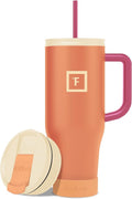IRON °FLASK Co-Pilot Insulated Mug w/Boot, Straw & Flip Cap Lids - Cup Holder Bottle for Hot, Cold Drink - Leak-Proof - Water, Coffee Portable Travel Mug - Dream Sunset, 40 Oz