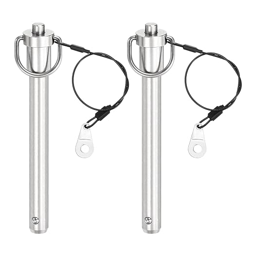 uxcell 2 Pcs Quick Release Pin, 1/2" x 4" (Dia. x L) Push-Button Ball Locking Pin, 304 Stainless Steel, Silver