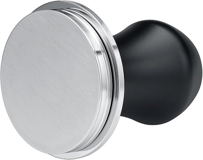 Normcore 57.5mm Coffee Tamper V4.1 Mini, Spring-Loaded with Click Feedback, 304 Stainless Steel Flat Base, Compatible with Lelit Anna Portafilter, Black