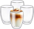 6.8OZ Double Wall Espresso Cups Set of 4, Clear Expresso Shots Cup, Double Wall Insulated Espresso Mugs, Tazas de Cafe Expreso, Microwave Dishwasher Safe,Suit for Espresso Machine