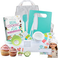 Tovla Jr. Kids Real Cooking Set | Cooking Tools for Kids Ages 5–12 | Montessori-Inspired Beginner Kitchen Kit with Visual Recipe Cookbook & Storage Case | Christmas & Birthday Gift for Boys & Girls