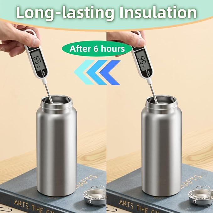Vacuum Insulated Stainless Steel Water Bottle with Tea Infuser - Wide Mouth,BPA-Free, Leak- Proof,Keeps Cold 24H/ Hot 12H- Ideal for Travel,Office, Gym (25oz)