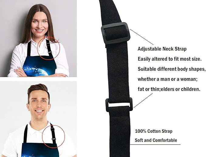 Ocean Turtle Apron for Women and Men, Galaxy Turtle Adjustable Kitchen Chef Apron for Cooking Baking - Cute Birthday, Anniversary, Mother's Day Apron Gifts for Mom Wife Girlfriend Aunt Grandma