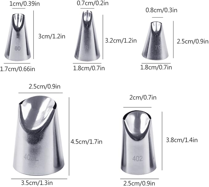 5 piece Stainless Steel Rose Flower Piping Tips Piping Nozzles Cake Decorating Supplies Cookies Cupcake Icing Decorating Supplies Decorating Kits Frosting Icing Tips Baking Set Tools #3