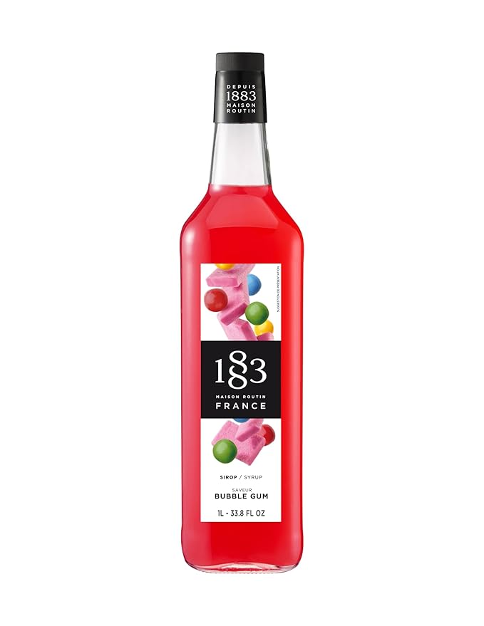 1883 Bubblegum Syrup for Drinks, Made in France, 1 Liter Glass Bottle