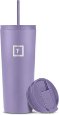 IRON °FLASK Classic Tumbler - Vacuum Insulated Stainless Steel Water Bottle, Double Walled, Drinking Cup, Insulated Travel Mug (Lavender, 24 oz Solid Lid)