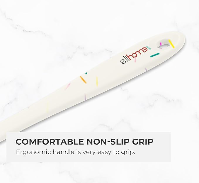 Elihome Classic Silicone Spoonula - Non-Stick Heat Resistant Silicone Scraper Spatula for Mixing, Serving, Scraping, Stirring, and More - 11 Inch, Sprinkles