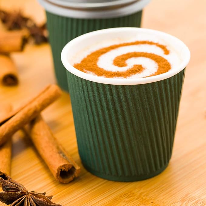 4 oz Forest Green Paper Coffee Cup - Ripple Wall - 2 1/2" x 2 1/2" x 2 1/4" - 500 count box