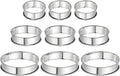 HARFINGTON 9pcs Crumpet Rings 2.36" 3.15" 3.94" Nonstick Round Cake Ring Stainless Steel Double Rolled English Pastry Rings for Kitchen Baking Crumpet Dessert, Silver