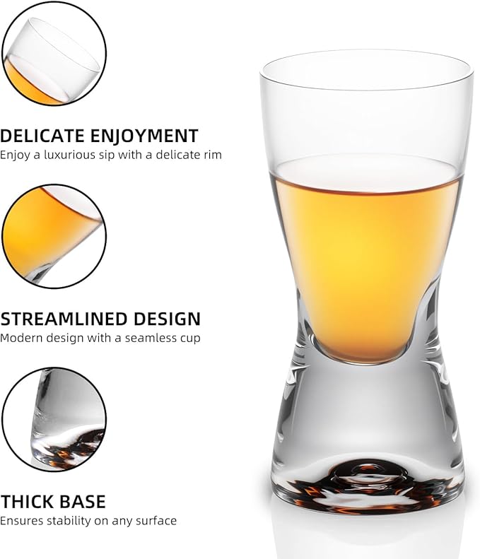 KAMMAK Shot Glasses Set of 2, 70ml/2.3oz Clear Espresso Shot Glass with Heavy Base for Bar Restaurants Home, Small Whiskey Shot Glass for Vodka, Whiskey, Tequila, Spirits & Liquors