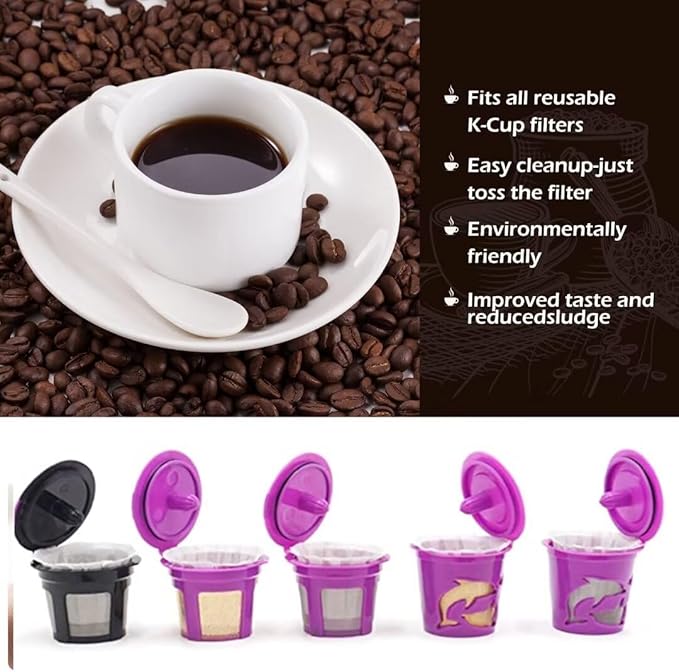 Disposable Paper Coffee Filters, Paper Filters for Keurig Single Brewer Reusable Cups, K-cup Coffee Pods, Fits All Brands Reusable K Cups (300)…