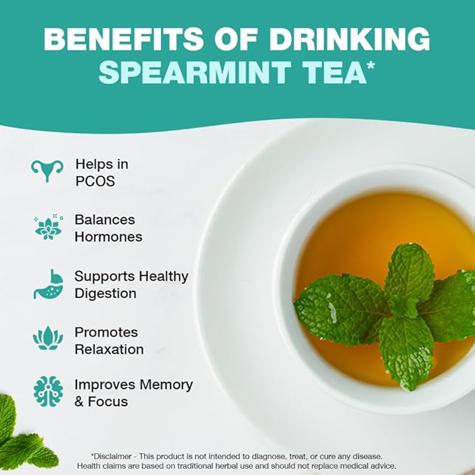 HANDPICK, Spearmint Tea Bags (100 Herbal Tea Bags) |Refreshing Mint Tea | Non-GMO | Round Eco-Conscious Teabags