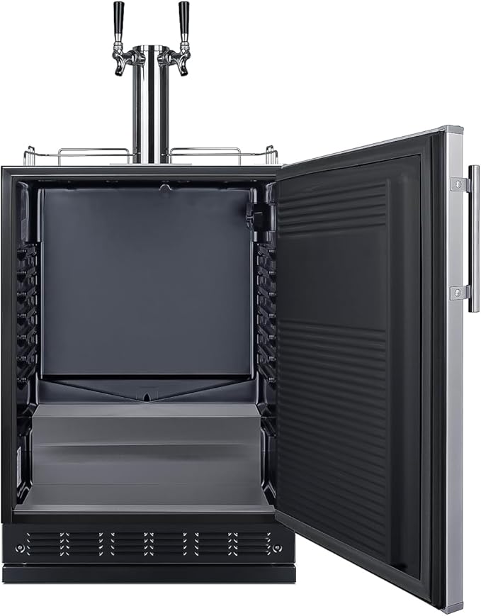 Summit Appliance 24" Wide Wine Kegerator/Refrigerator Combo, Black Interior, Caster Wheels, Residential/Commercial Use (RHD, Wine)