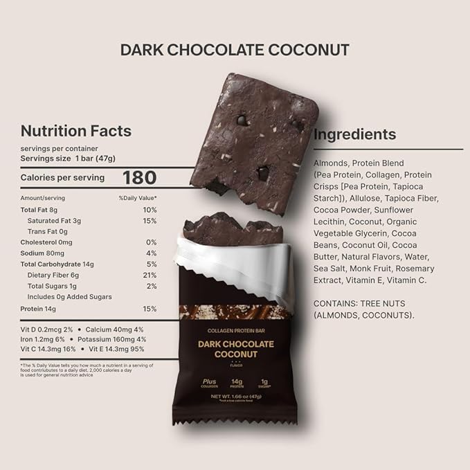 Stars + Honey Protein Bars- Dark Chocolate Coconut,14g Protein, 1g Sugar, w/Collagen Keto Friendly Snack - Gluten, Dairy, & Soy Free - High-Protein Snacks for Energy & Recovery-10 pack