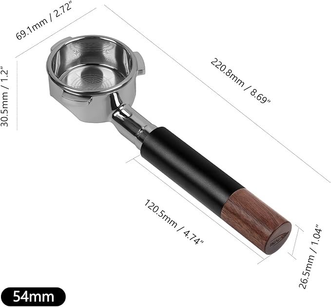 IKAPE 54MM Bottomless Naked Portafilter Black, Suitable for 54MM Breville Barista Series BES870/880 Machine & Solis Barista Machines (Included 18g Capacity Filter Basket)