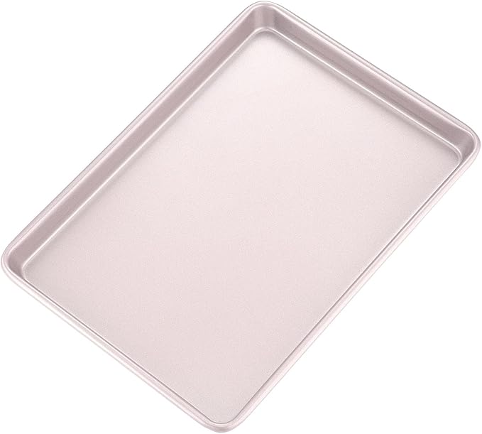 CHEFMADE 15-Inch Baking Sheet Pan, Non-Stick Carbon Steel Rimmed Cookie Sheet Pan for Oven Roasting Meat Bread Jelly Roll Battenberg Pizzas Pastries 10.6" x 15.6" x 1" (Champagne Gold)