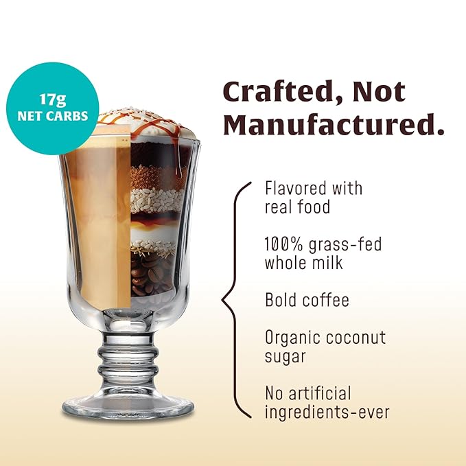 FlavCity Café Salted Caramel Macchiato - Flavored Instant Coffee Powder Mix with Grass-Fed Whole Milk - Instant Latte Made from Real Ingredients - All In One, Just Add Water (20 Servings)