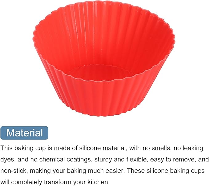 uxcell 36Pcs Silicone Cupcake Liners, Non-Stick Baking Cups, for Cooking Eggs, Baking Muffins and Make a Cake(Red)