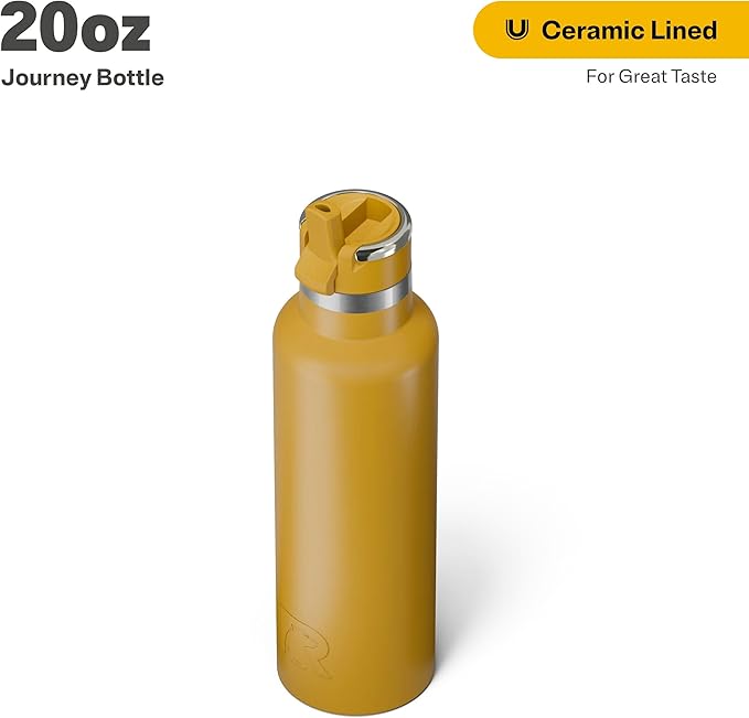 RTIC 20oz Journey Bottle Metal Stainless Steel Vacuum Insulated, BPA Free, Reusable, for Water, Hot and Cold Drinks, Travel, Sports, Camping, Harvest