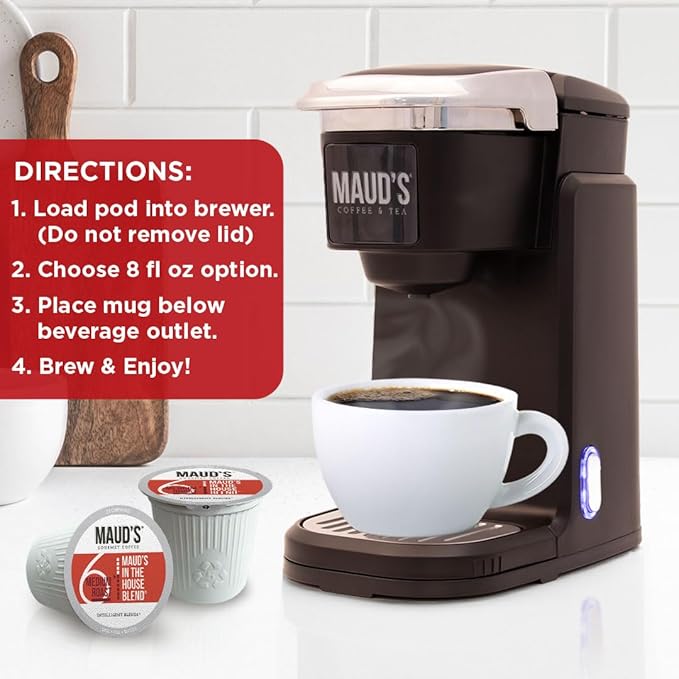 Maud's Medium Roast Coffee Pods, 200 ct, Recyclable Single Serve Pods – 100% Arabica Coffee, Compatible with Keurig K Cups Maker