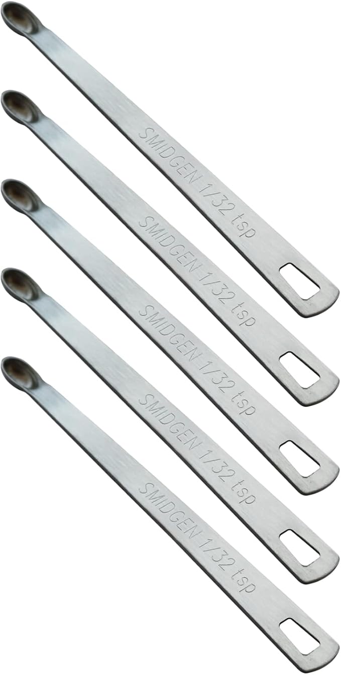 5PCS 1/32 Teaspoon(1/32tsp, 0.16ml, Smidgen) Single Tiny Measuring Spoon, Small Individual Stainless Steel Measure Spoons Only