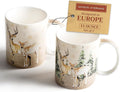 Maison d' Hermine Coffee Mug with Handles Fine Bone China Mugs Pack of Two Tea Cups for Hot Beverages Cappuccino Latte Home Restaurant Office Perfect for Gift (Deer In The Woods, 15 Ounce)