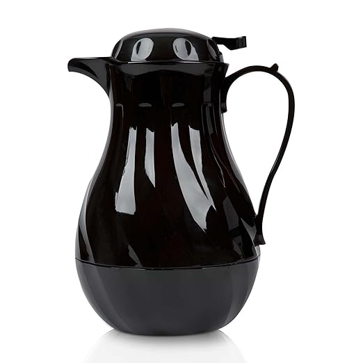 OCS Parts Easy Pour Thermal Coffee Carafe | 11-Inch Insulated Hot and Cold Beverage Pitcher Server for Coffee, Tea, Hot Chocolate and Water with Colored Tags for Easy Idenfication | 64-Ounce | Black