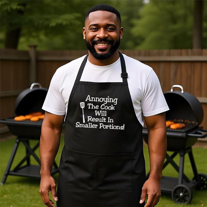 Personalized Chef Apron for Men, Custom Embroidered Design, Professional Kitchen Cooking BBQ Grilling for Dad, Decorated in USA